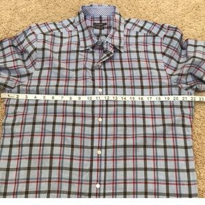 J. McLaughlin Men’s large modern fit plaid shirt.